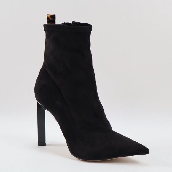 🔥SCHUTZ Benine Black Suede Pointed Toe Bootie Leopard Print 8US/38EU MSRP$198🔥 - Picture 2 of 9